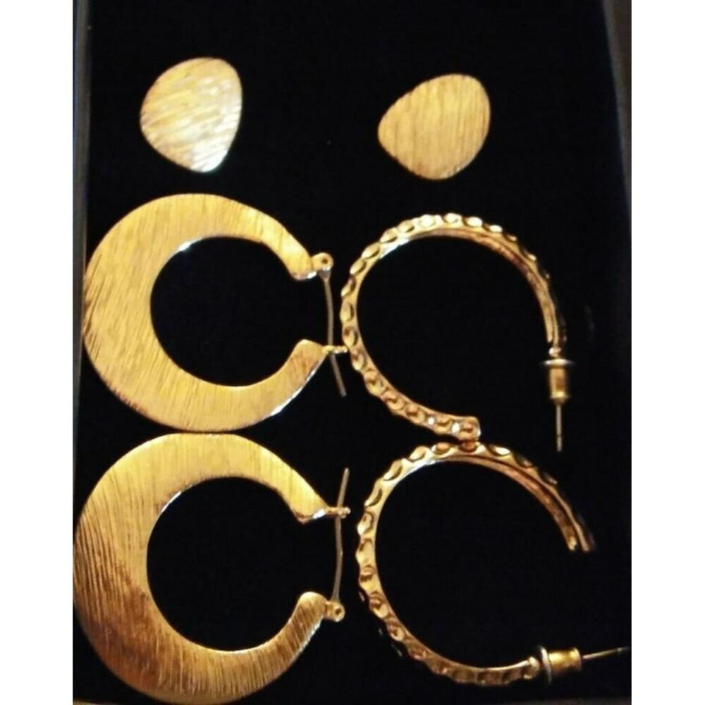 AVON PERFECT HORIZON 3 PAIR EARRING SET "GOLDTONE" (VERY RARE) ~ NEW SEALED!!!